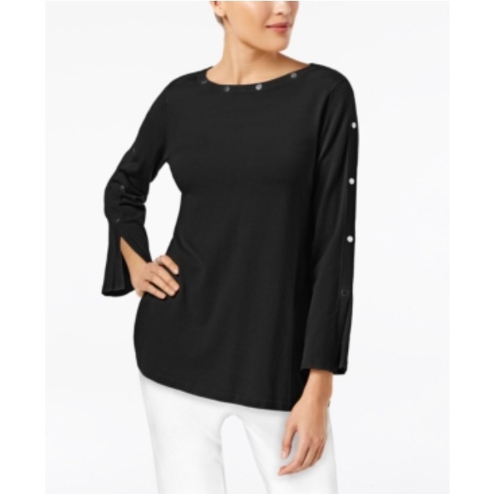 ALFANI Embellished Pullover Bell Sleeve Sweater